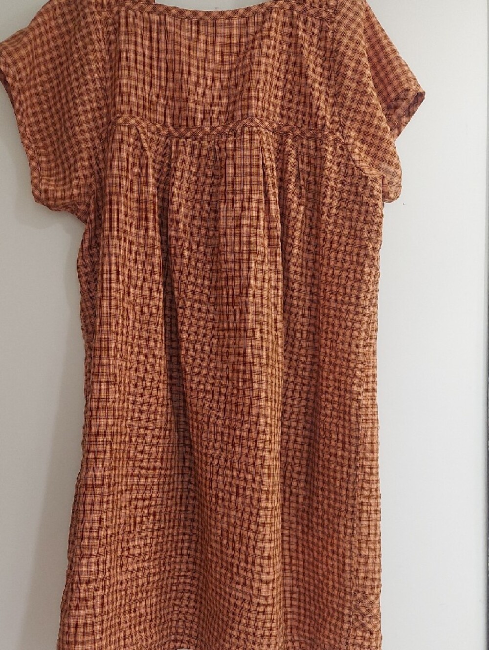 Vintage Orange Checked Pocket Dress with Embroidered Flowers - Picture 7 of 10